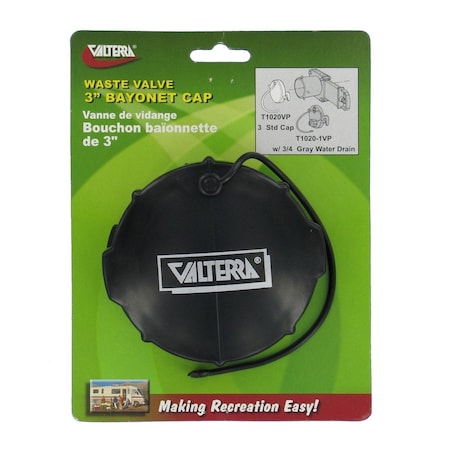 Valterra WASTE VALVE CAP, 3IN BAYONET, BLACK, CARDED T1020VP